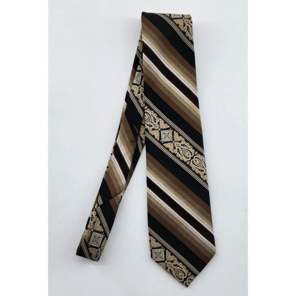 Vintage Christian Dior Monsieur‎ Multi Pattern Striped Design Polyester Tie